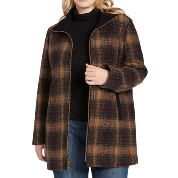 Pendleton | Women’s Maroon Plaid Wool-Blend Super Cozy Walker Coat ~ Size Large - Picture 3 of 14